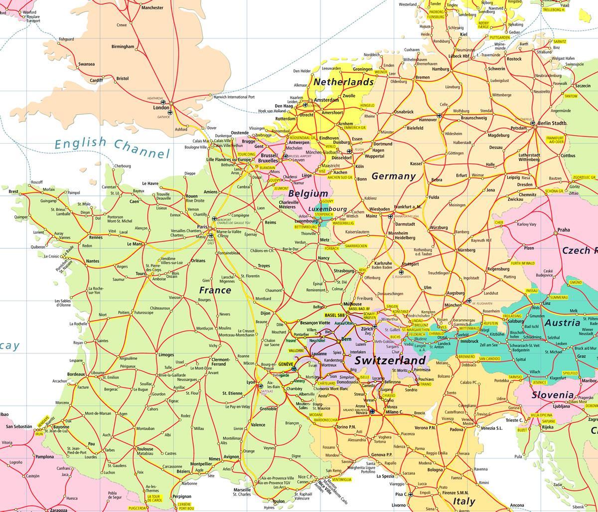 kaart van eurail kaart switserland
