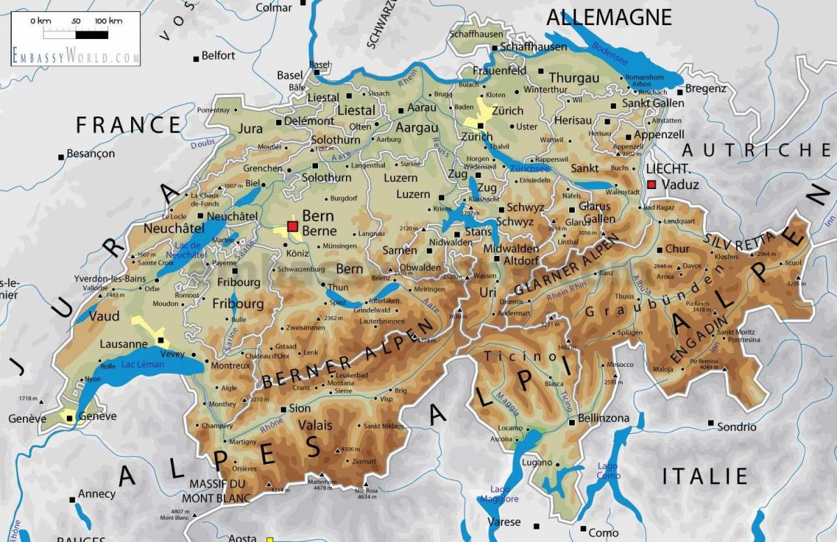 switserland geografie kaart