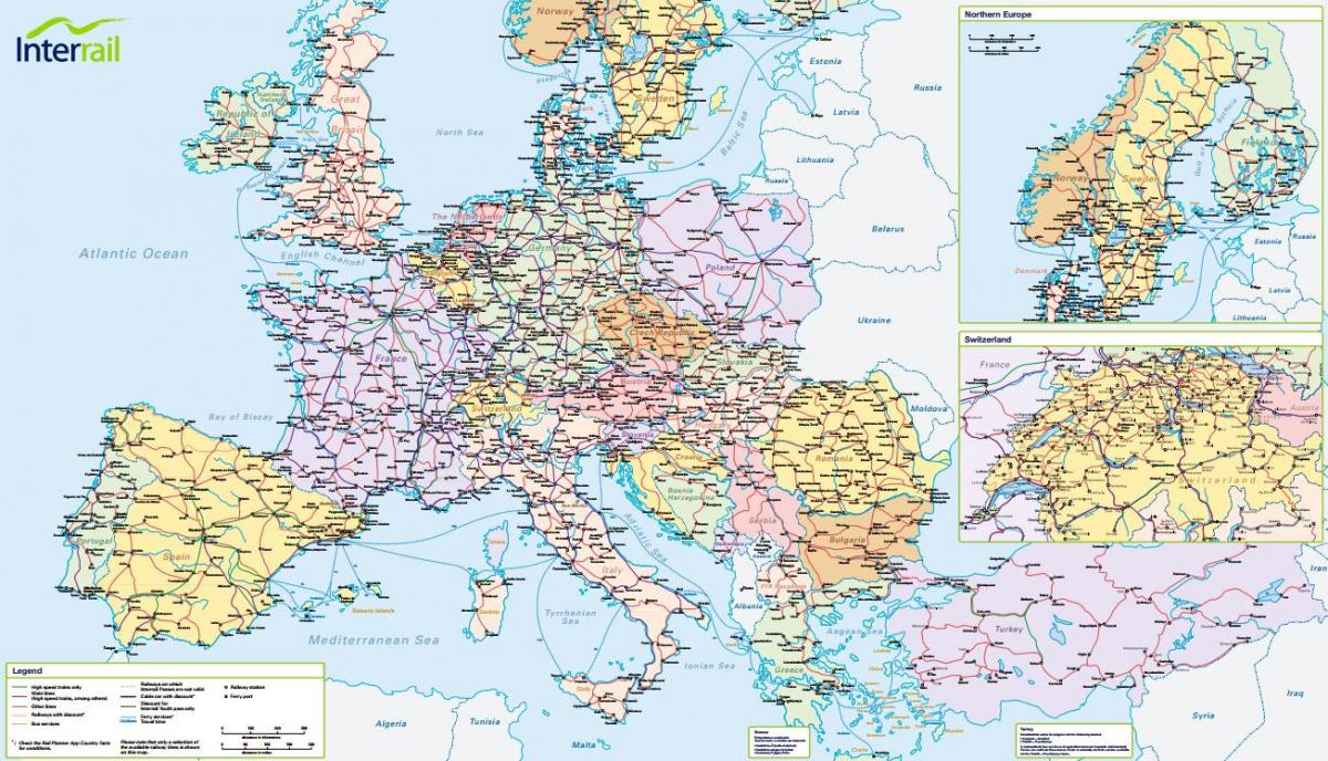 kaart van interrail switserland 