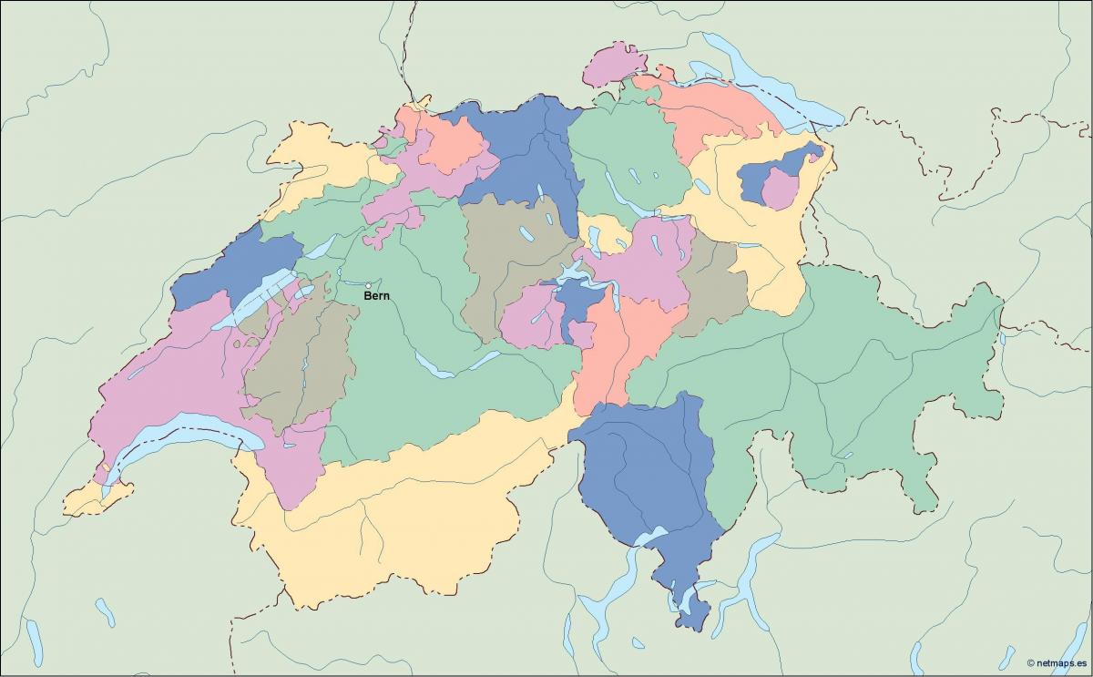 kaart van die politieke kaart van switserland