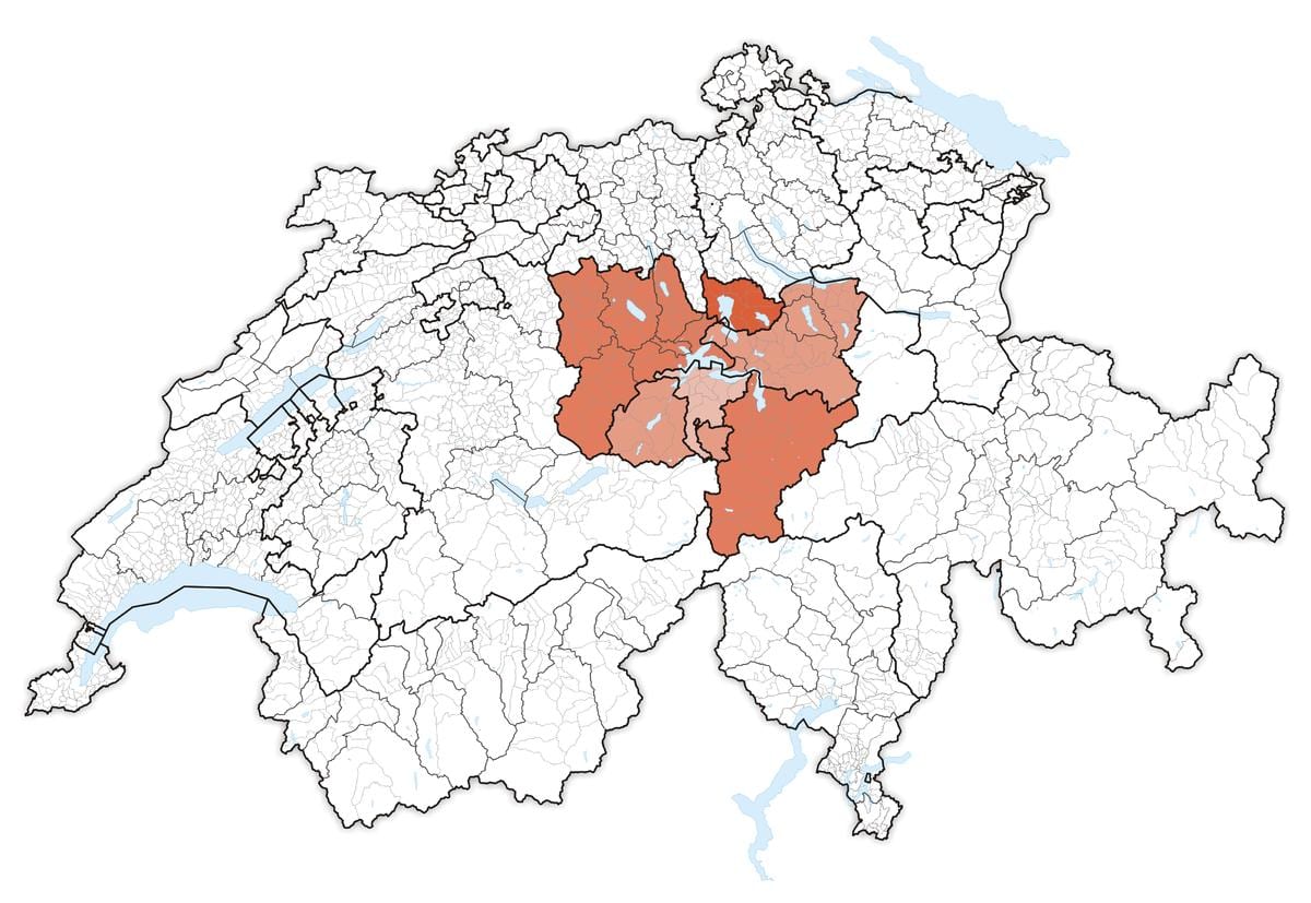 kaart van sentraal-switserland 