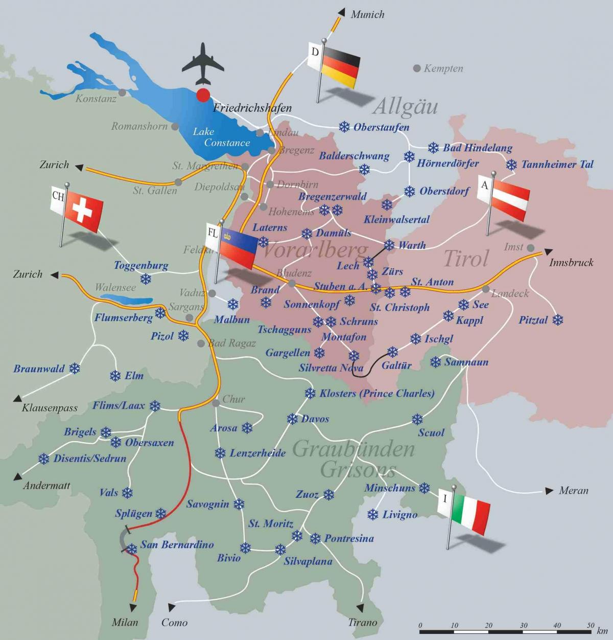 ski-oorde switserland kaart