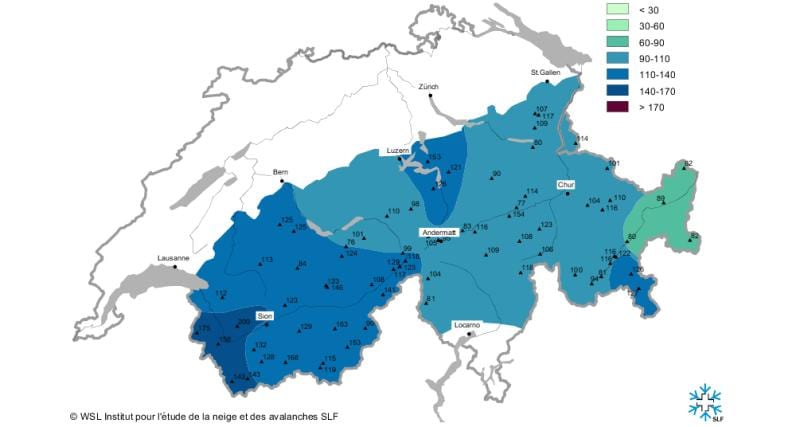 kaart van die sneeu kaart switserland