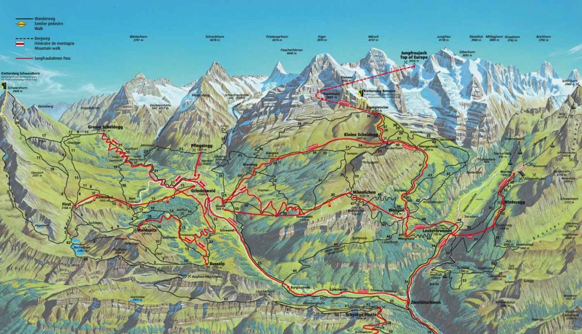 kaart van die loop kaart switserland