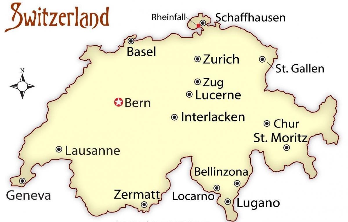 kaart van switserland hoofstad 