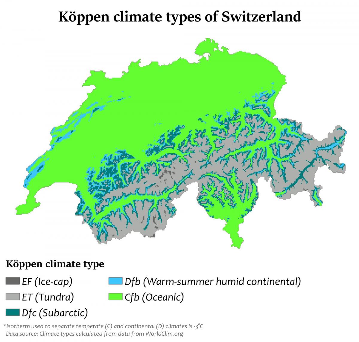 kaart van switserland klimaat