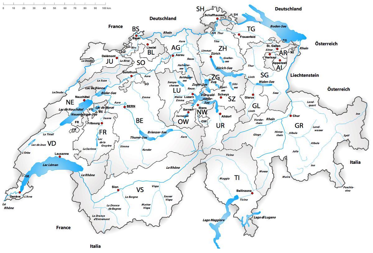 switserland riviere kaart