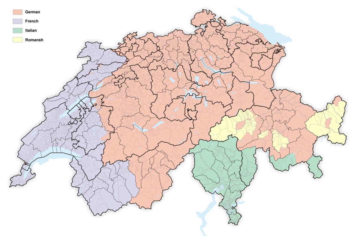 kaart van switserland taal
