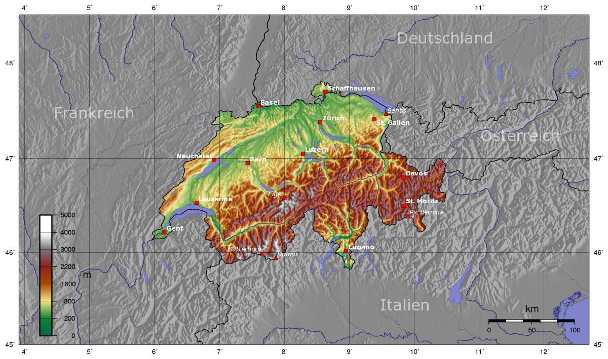 topo kaart switserland