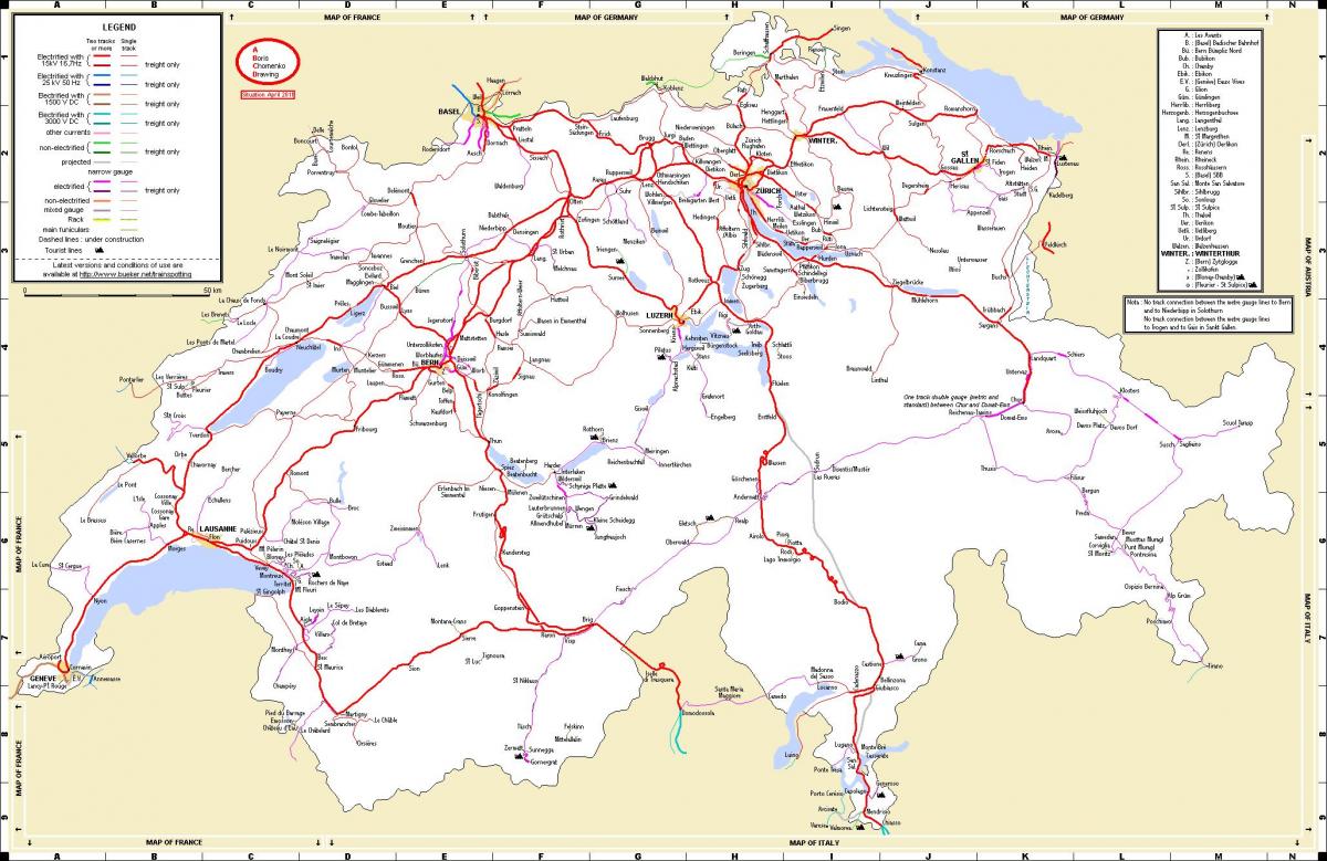 trein reis in switserland kaart