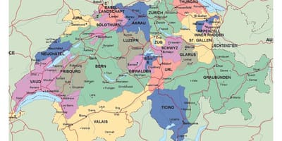 Kaart van switserland met stede en dorpe