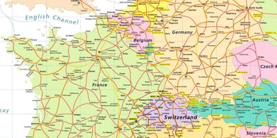Kaart van europa wat switserland