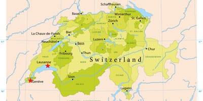 Kaart van die meer van genève switserland
