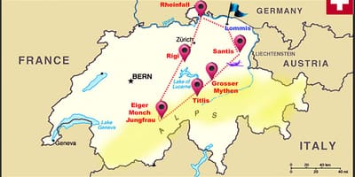 Die switserse alpe kaart switserland