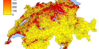 Switserland bevolkingsdigtheid kaart