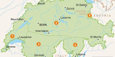 Kaart van switserland streke