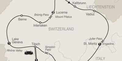 Kaart van switserland uitsigpaaie